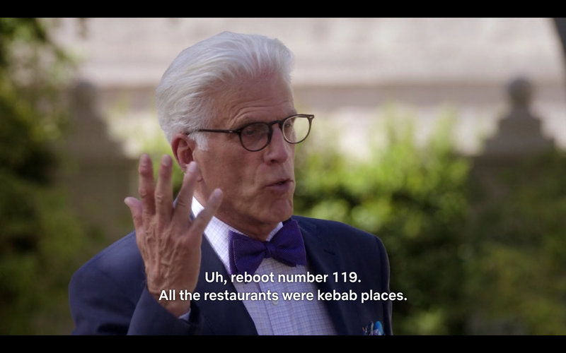 Illustration for article titled The Good Place, annotated: “The Worst Possible Use Of Free Will”